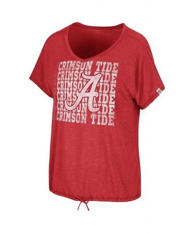 Women's Heathered Crimson Alabama Crimson Tide Fifth Sense Drawcord V-Neck T-shirt Crimson $21.99 Tops