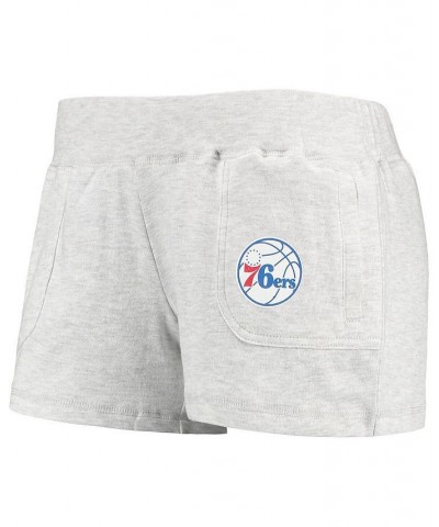 Women's Cream Philadelphia 76ers Crossfield Long Sleeve Hoodie Top and Shorts Sleep Set Cream $40.49 Pajama