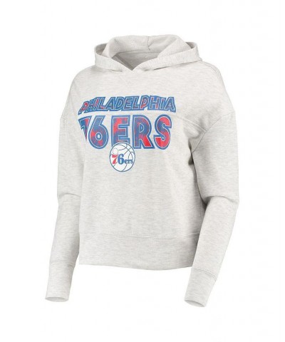 Women's Cream Philadelphia 76ers Crossfield Long Sleeve Hoodie Top and Shorts Sleep Set Cream $40.49 Pajama