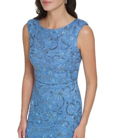 Women's Embellished Lace V-Back Gown Periwinkle $116.76 Dresses