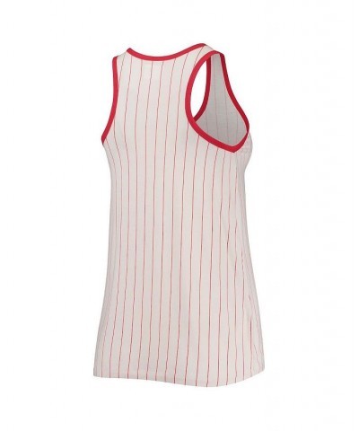 Women's White and Red Washington Nationals Pinstripe Scoop Neck Tank Top White, Red $24.77 Tops