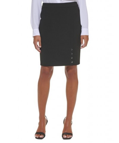 Women's Button-Detail Pencil Skirt Black $27.26 Skirts