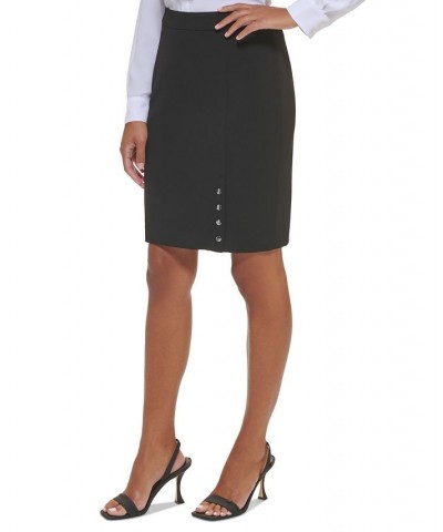 Women's Button-Detail Pencil Skirt Black $27.26 Skirts