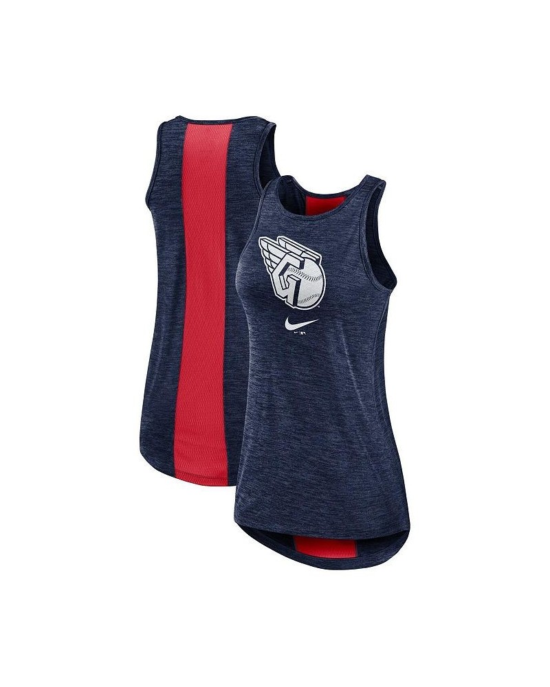 Women's Navy Cleveland Guardians Right Mix High Neck Tank Top Navy $27.99 Tops