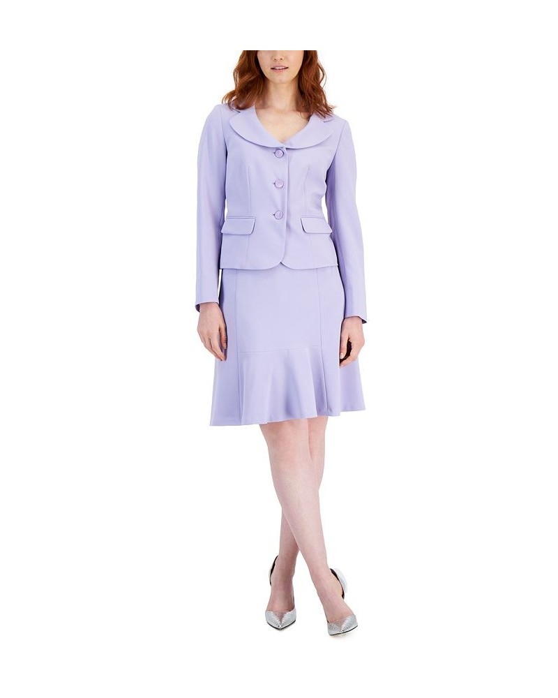 Women's Three-Button Flounce-Skirt Suit Regular and Petite Sizes Purple $46.50 Suits