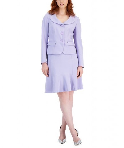 Women's Three-Button Flounce-Skirt Suit Regular and Petite Sizes Purple $46.50 Suits