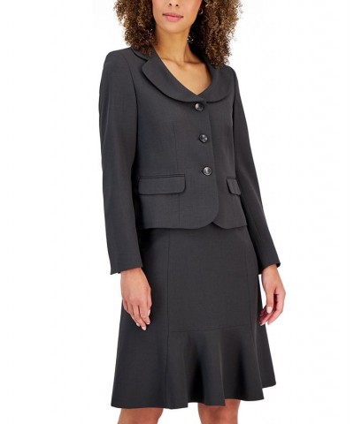 Women's Three-Button Flounce-Skirt Suit Regular and Petite Sizes Purple $46.50 Suits