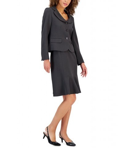 Women's Three-Button Flounce-Skirt Suit Regular and Petite Sizes Purple $46.50 Suits