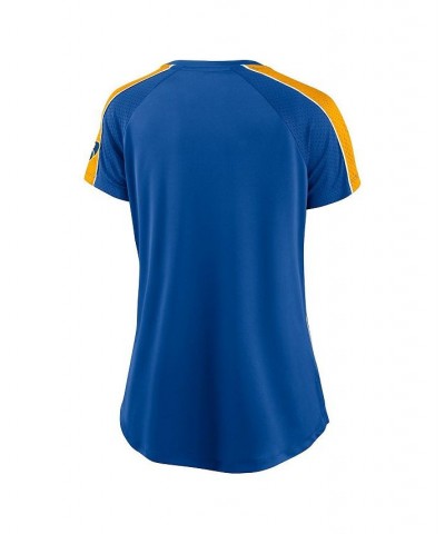 Women's Branded Royal and Gold Milwaukee Brewers True Classic League Diva Pinstripe Raglan V-Neck T-shirt Royal, Gold $29.40 ...