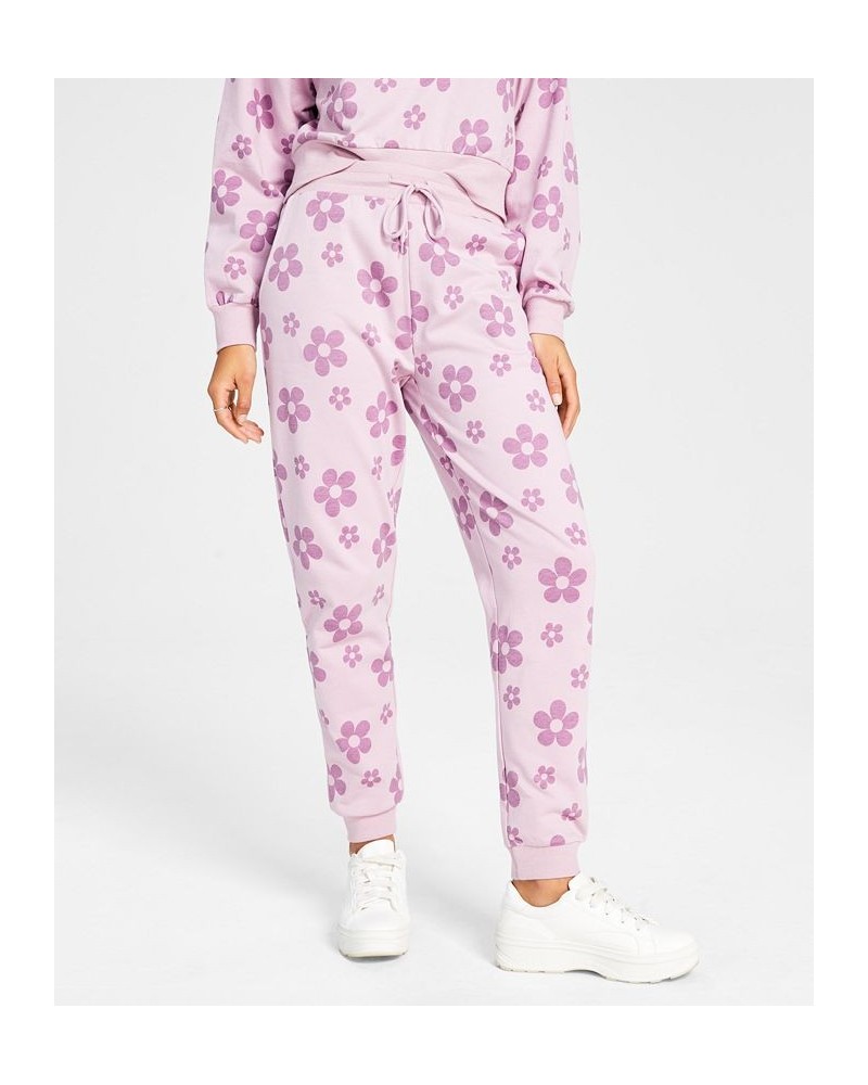 Juniors' Floral-Print Sweatpants Lilac $10.91 Pants