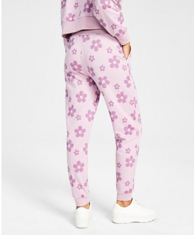 Juniors' Floral-Print Sweatpants Lilac $10.91 Pants