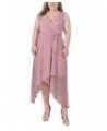 Plus Size Sleeveless Wrap Chiffon Dress Blush Black Dot $13.94 Dresses