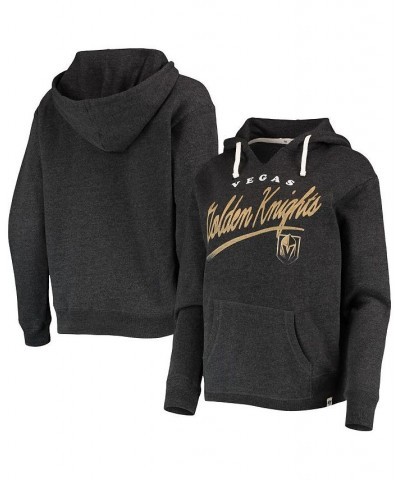 Women's Black Vegas Golden Knights Cross Script Kennedy V-Neck Pullover Hoodie Black $38.49 Sweatshirts