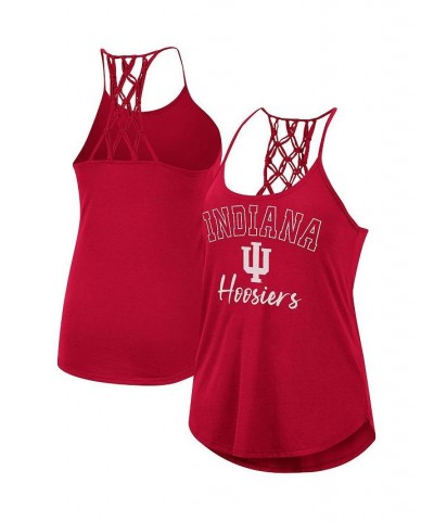 Women's Crimson Indiana Hoosiers Natasha Macramé Scoop Neck Racerback Tank Top Crimson $21.59 Tops