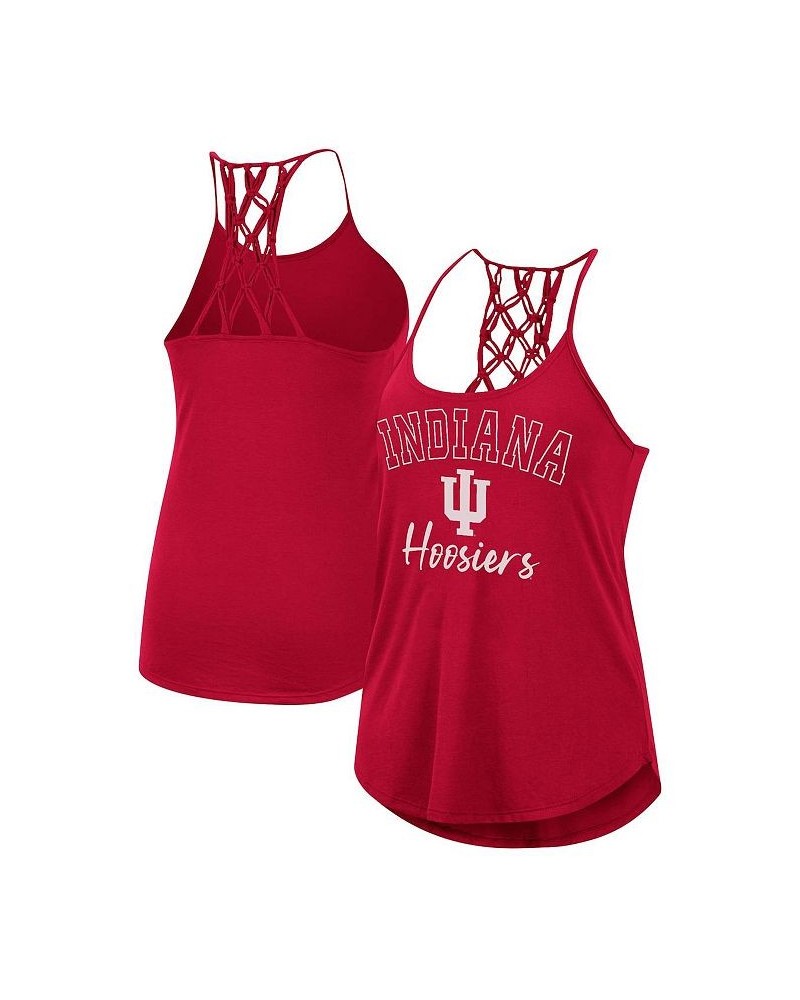 Women's Crimson Indiana Hoosiers Natasha Macramé Scoop Neck Racerback Tank Top Crimson $21.59 Tops