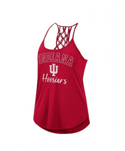 Women's Crimson Indiana Hoosiers Natasha Macramé Scoop Neck Racerback Tank Top Crimson $21.59 Tops