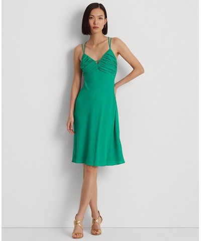 Women's Double-Strap Georgette Slip Dress Palm Leaf $66.50 Dresses