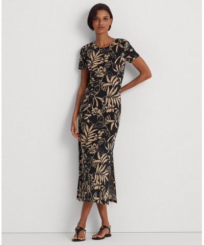 Women's Printed Jersey T-Shirt Dress Black/Tan $49.49 Dresses