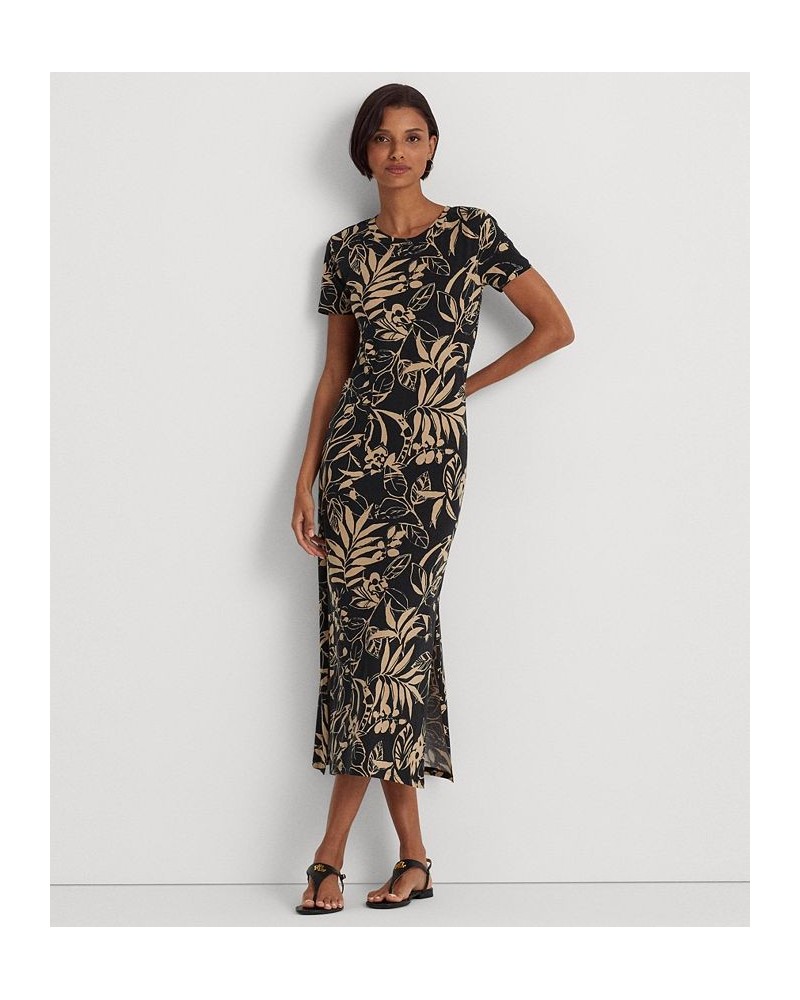 Women's Printed Jersey T-Shirt Dress Black/Tan $49.49 Dresses