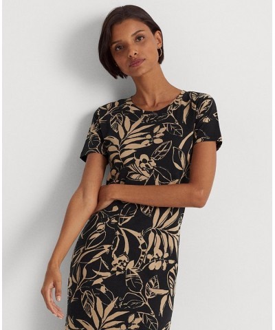 Women's Printed Jersey T-Shirt Dress Black/Tan $49.49 Dresses