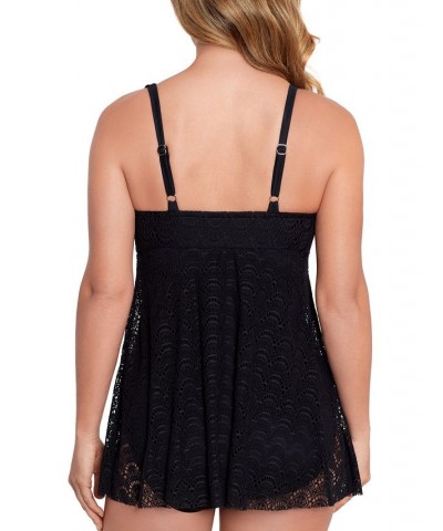 Women's Tummy-Control Flyaway Swimdress Black $58.56 Swimsuits