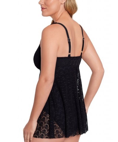 Women's Tummy-Control Flyaway Swimdress Black $58.56 Swimsuits