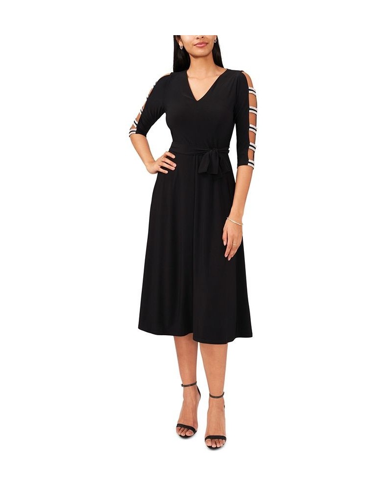 Petite Ladder-Sleeve Midi Fit & Flare Dress Black $53.46 Dresses