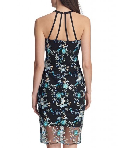 Embroidered Halter-Neck Dress Black Multi $42.65 Dresses