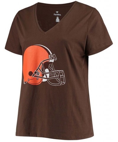 Women's Nick Chubb Brown Cleveland Browns Name and Number V-Neck T-shirt Brown $22.36 Tops