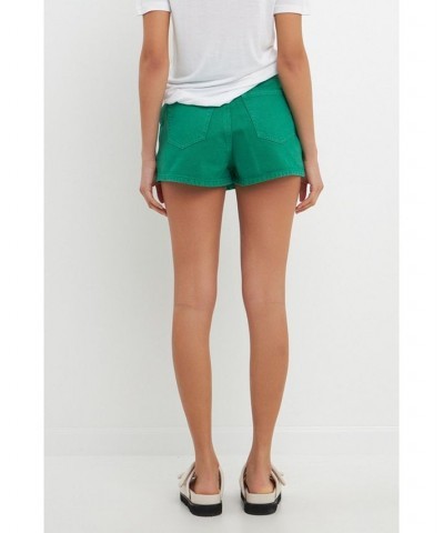 Women's High Waist Color Denim Skort Green $43.20 Shorts