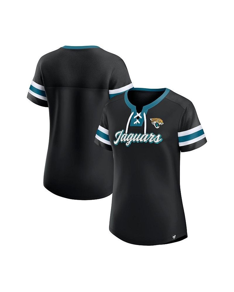 Women's Branded Black Jacksonville Jaguars Original State Lace-Up T-shirt Black $33.54 Tops