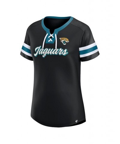 Women's Branded Black Jacksonville Jaguars Original State Lace-Up T-shirt Black $33.54 Tops