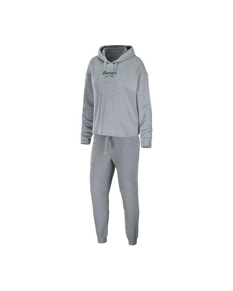 Women's Heathered Gray Los Angeles Chargers Pullover Hoodie and Pants Lounge Set Heathered Gray $55.00 Pajama