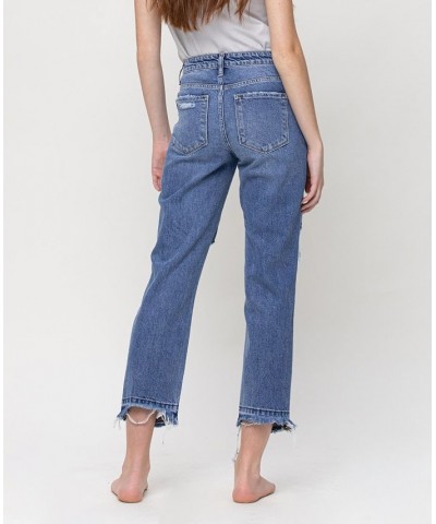 Women's High Rise Released Hem Crop Straight Jeans Medium Blue $49.14 Jeans