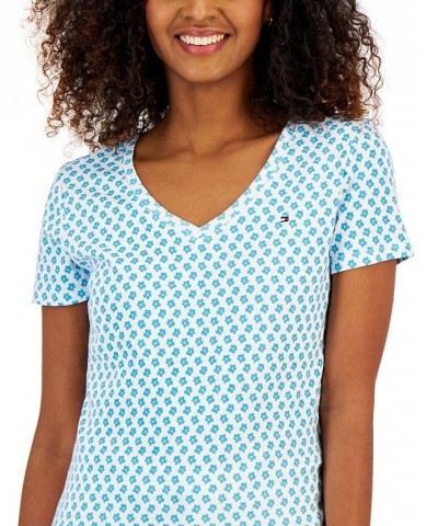 Women's Cotton Daisy-Print V-Neck T-Shirt Oasis Combo $17.94 Tops