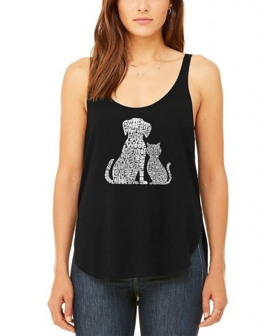 Women's Premium Word Art Flowy Dogs and Cats Tank Top Black $18.90 Tops