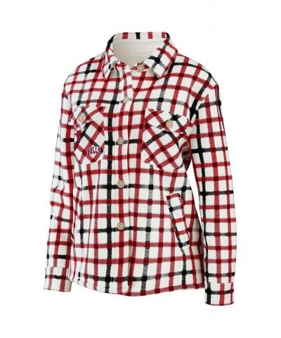 Women's Oatmeal Chicago Bulls Plaid Button-Up Shirt Jacket Oatmeal $49.49 Jackets