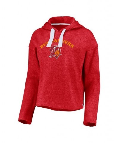 Women's Heathered Red Tampa Bay Buccaneers Sport Resort Vintage-Like Arc Cropped Raw Edge Pullover Hoodie Heathered Red $25.6...