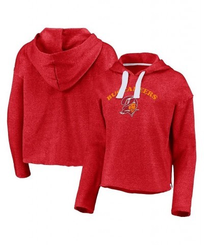 Women's Heathered Red Tampa Bay Buccaneers Sport Resort Vintage-Like Arc Cropped Raw Edge Pullover Hoodie Heathered Red $25.6...