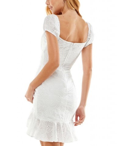 Juniors' Eyelet-Embroidered Dress White $32.45 Dresses