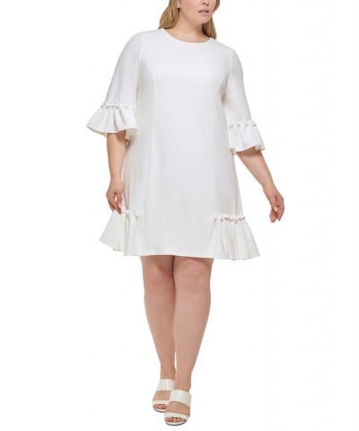 Plus Size Ruffled Sheath Dress White $31.60 Dresses