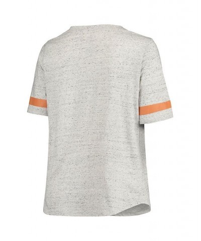 Women's Heathered Gray Texas Longhorns Plus Size Lace-Up V-Neck T-shirt Heathered Gray $27.60 Tops