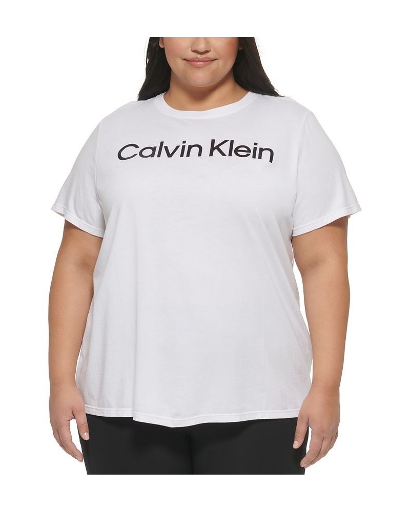 Plus Size Crewneck Logo T-Shirt White $12.20 Tops