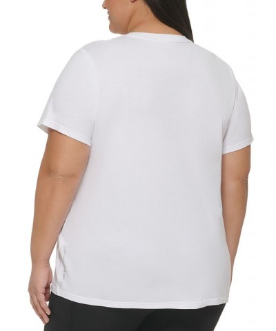 Plus Size Crewneck Logo T-Shirt White $12.20 Tops