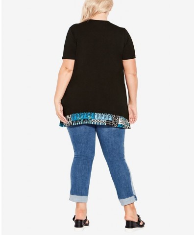 Plus Size Alexia Overlay Tunic Blue Batik Patch $37.95 Tops