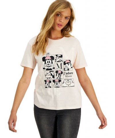 Juniors' Crew-Neck Jadore Minnie-Mouse-Graphic T-Shirt Soft Pink $11.39 Tops