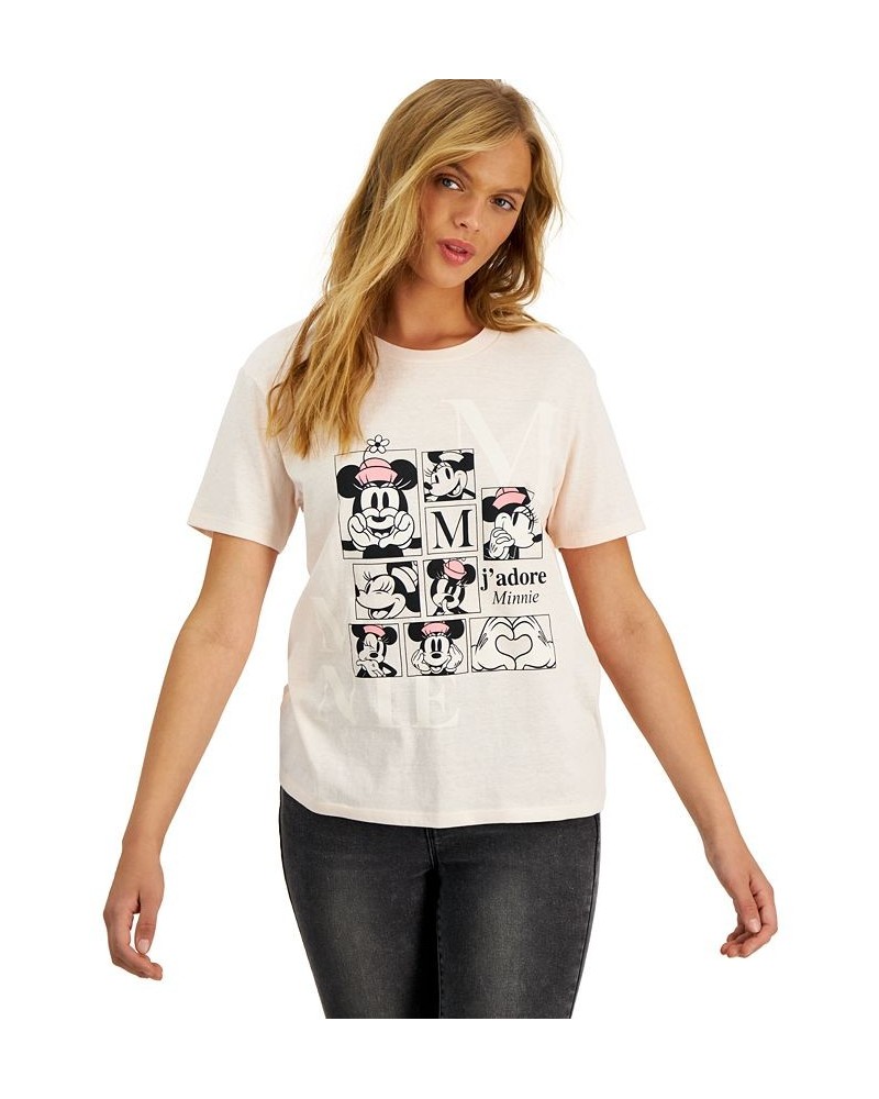 Juniors' Crew-Neck Jadore Minnie-Mouse-Graphic T-Shirt Soft Pink $11.39 Tops