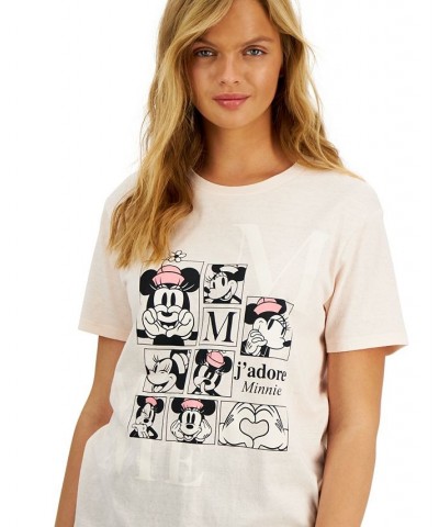 Juniors' Crew-Neck Jadore Minnie-Mouse-Graphic T-Shirt Soft Pink $11.39 Tops