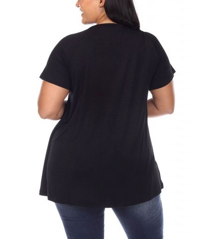 Plus Size Crisscross Cutout Short Sleeve Top Black $33.48 Tops