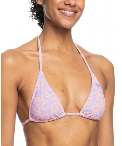 Juniors' Hawaiian Heat Elongated Triangle Bikini Top Purple $33.00 Swimsuits